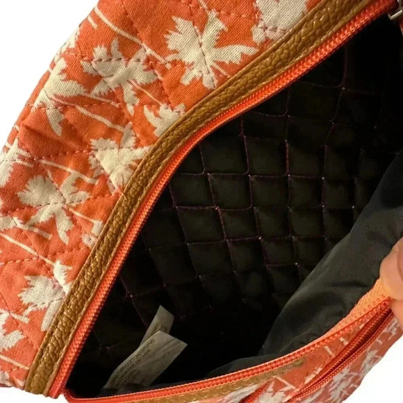 Stone Mountain crossbody purse orange palm tree print quilted - Picture 7 of 12